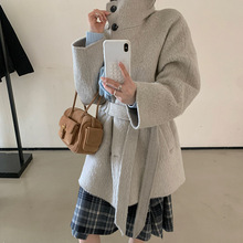 韩系2025冬季新款气质高级感中长款翻领双面手缝羊毛大衣外套女