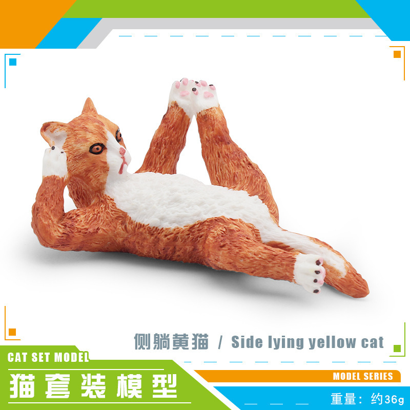 Simulación transfronteriza gato modelo lado mentira gato sentado gato jugando gatito arena Mesa escena estática escritorio decoración juguete