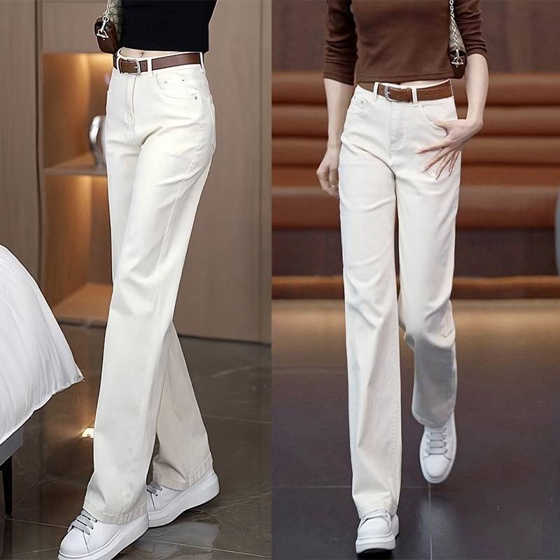 Stretch Straight Jeans Women's 2025 Spring and Autumn New High Waist Loose All-match Casual Slimming Narrow Wide Leg Pants