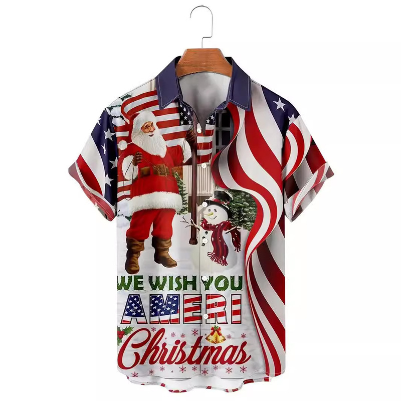 Christmas plus size Men's 3D Shirt Independent Station Digital Print Hawaiian Men's Shirt TUME Hot Selling Cardigan