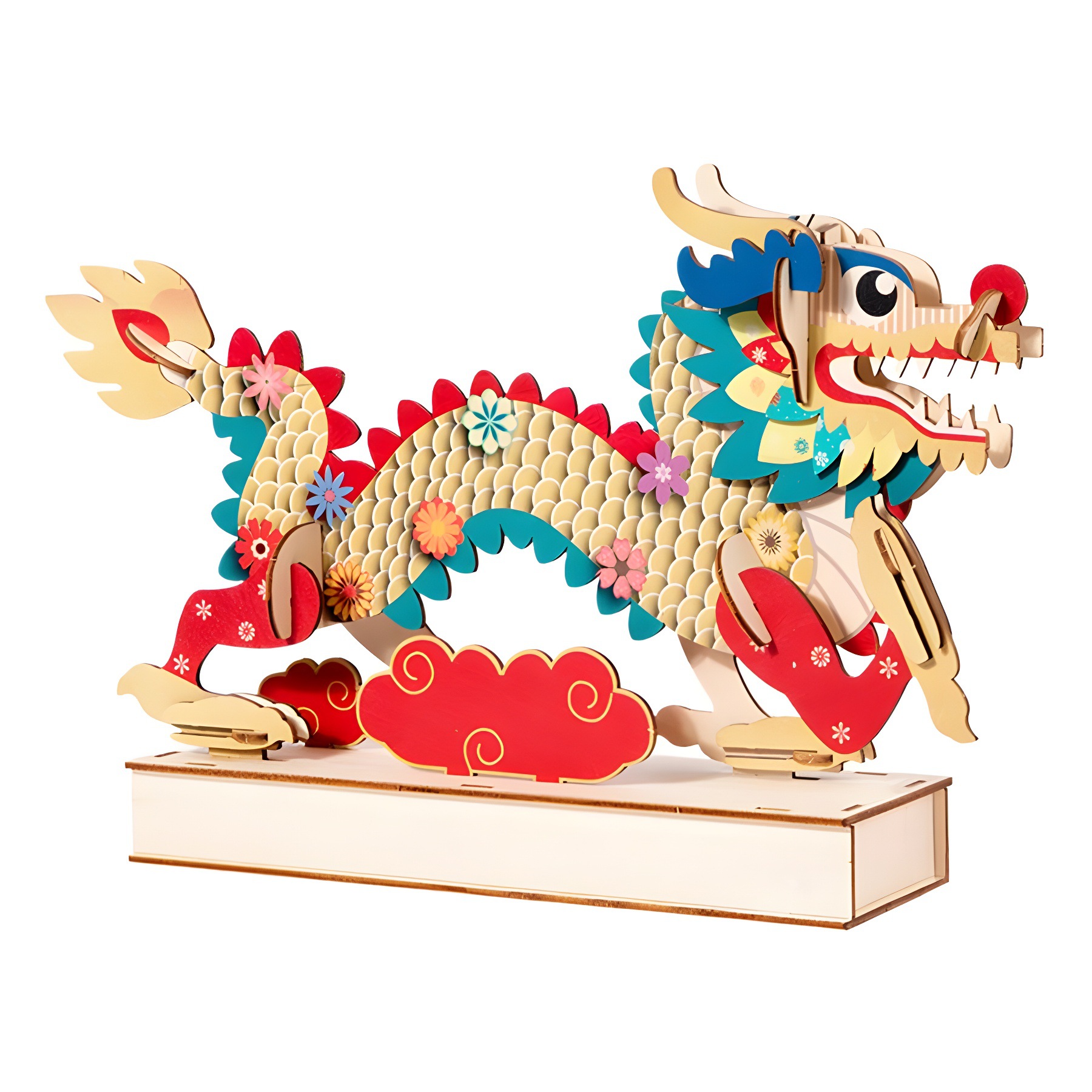 China dragón rompecabezas de madera ensamblado modelo tridimensional hecho a mano diy juguetes de puzzle para niños estilo nacional rompecabezas adornos