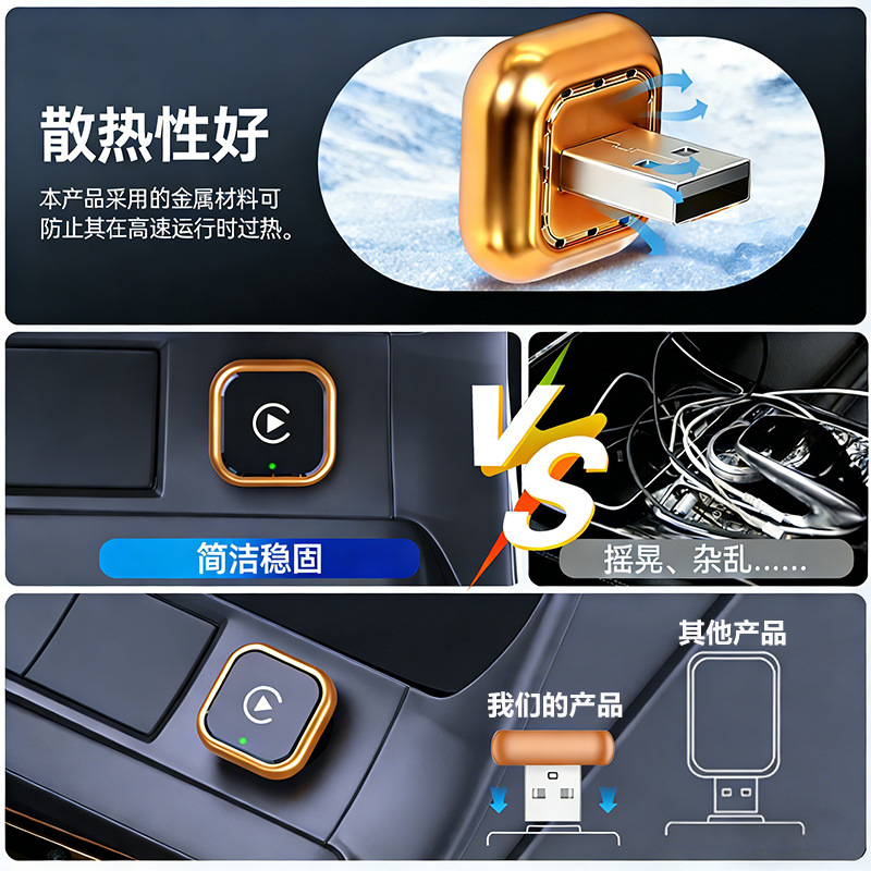 Cross-Border Popular Wireless Carplay Box, Wired to Wireless Android Auto Two-In-One Car Interconnect Box
