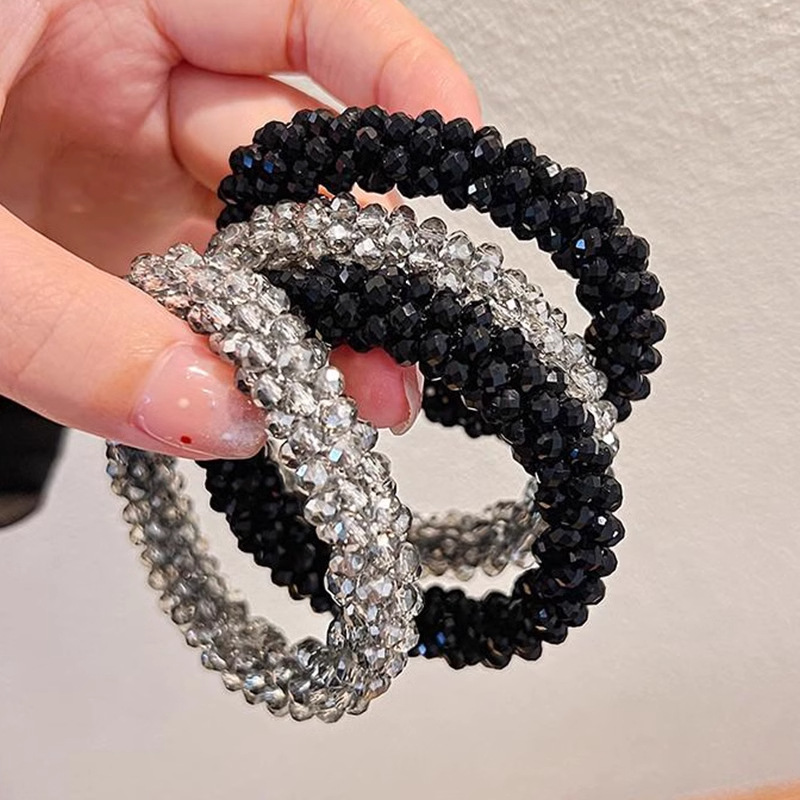 Crystal exquisito con cuentas anillo de cabello feminino pulsera de cabello de doble uso 2025 cabello al por mayor