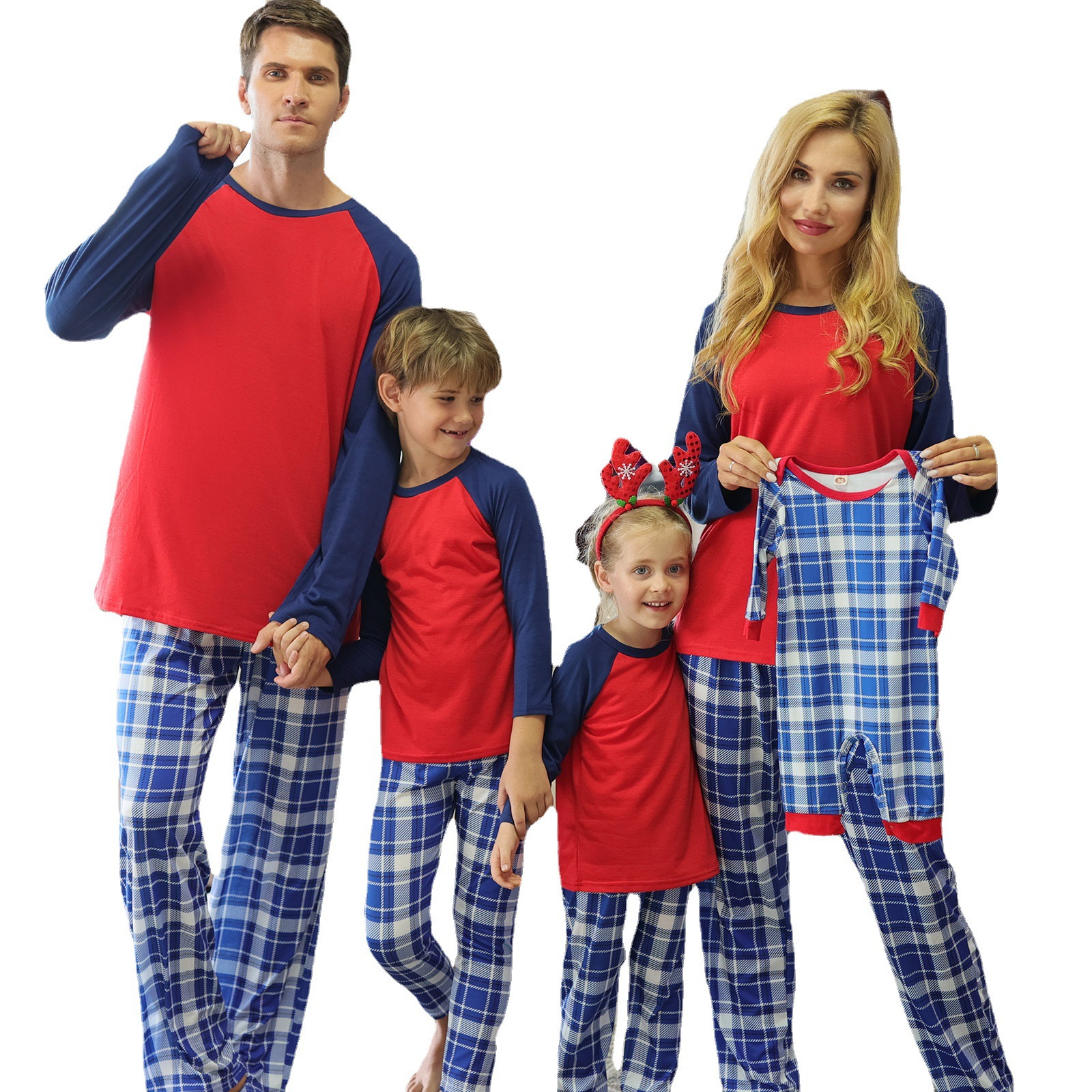 Family Matching Plaid Printed Pajamas Mother Daughter Parent-child Wear