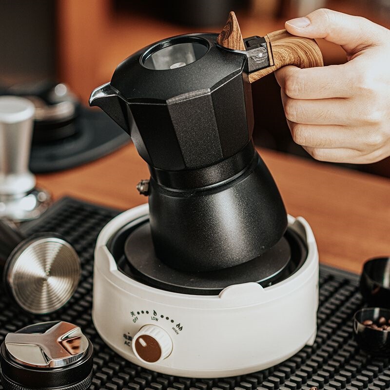 Japanese Dual-Valve Moka Pot Coffee Maker for Home Use, Small Electric Brewing Set with Grinder, Specialized for Espresso Extraction Japanese Dual-Valve Moka Pot Coffee Maker for Home Use, Small Electric Brewing Set with Grinder, Specialized for Espresso Extraction