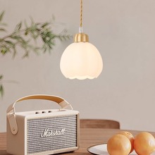 网红全铜主卧室床头吊灯北欧奶油风过道阳台吧台楼梯门厅小吊灯