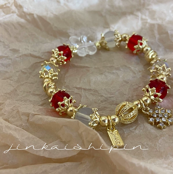 Red bracelet, with snowflakes
