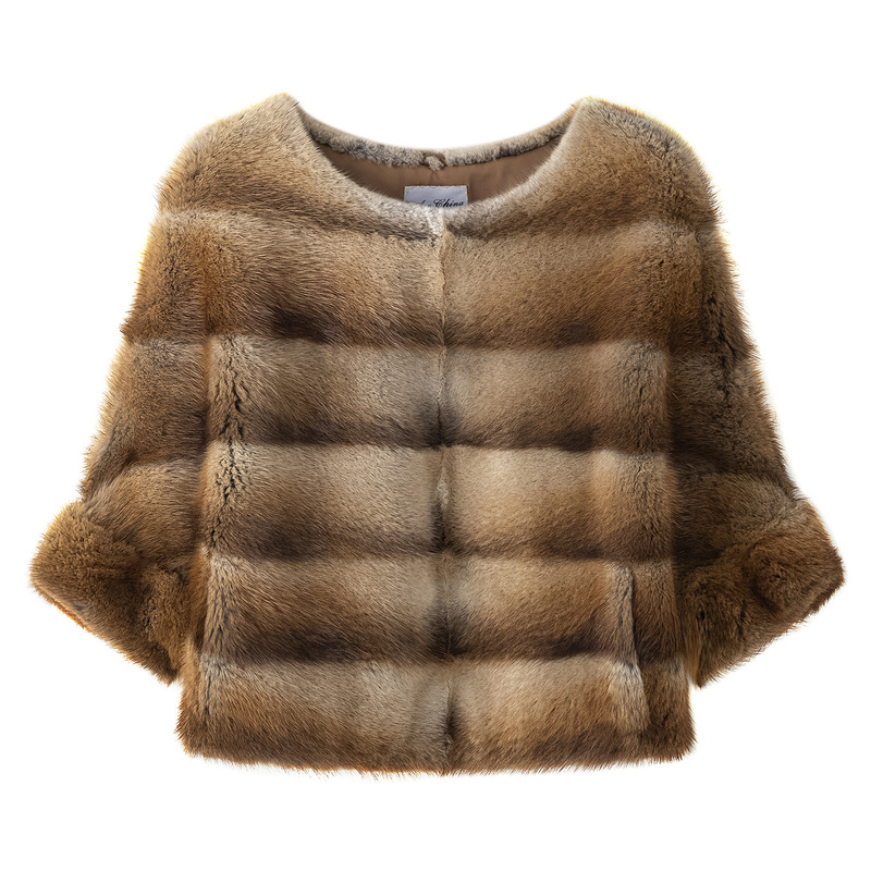 Green-Rooted Mink Whole Mink Fur Coat 2026 Winter New Style Round Neck Pullover Fashionable Young Style for Petite Sizes