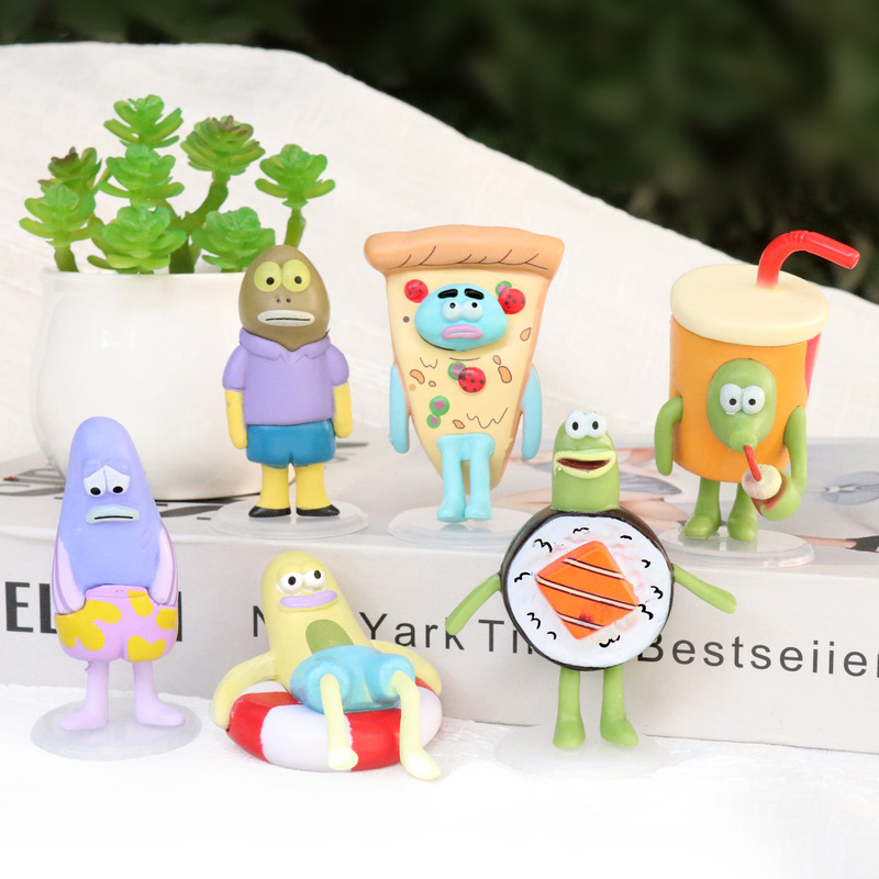 Cross-Border New Product Cartoon Spongebob Squarepants Residents Hand Model Cake Car Decoration Small Ornaments