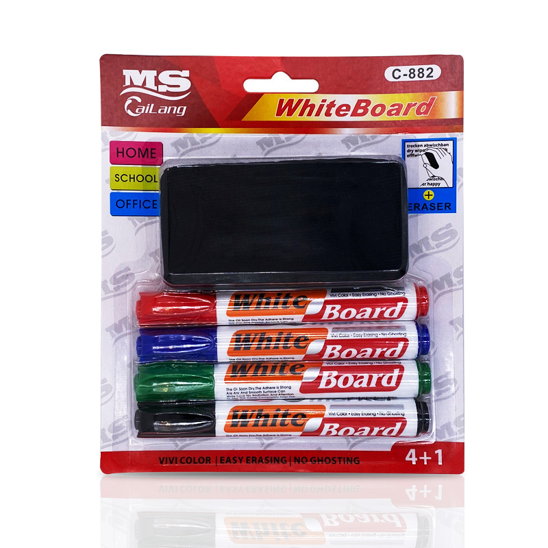 Marcadores para pizarra blanca | Set de 4 colores con punta redonda | Versión en inglés completa | Venta al por mayor