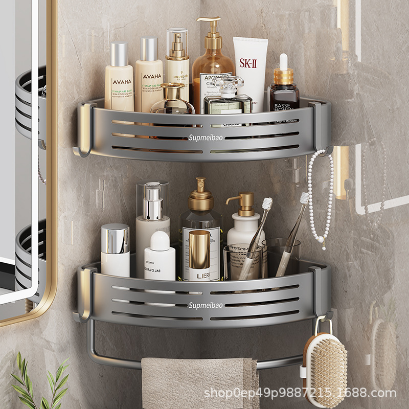 Bathroom Wall-Mounted Punch-Free Corner Rack Bathroom Tripod Storage Rack Multi-Layer Storage Rack