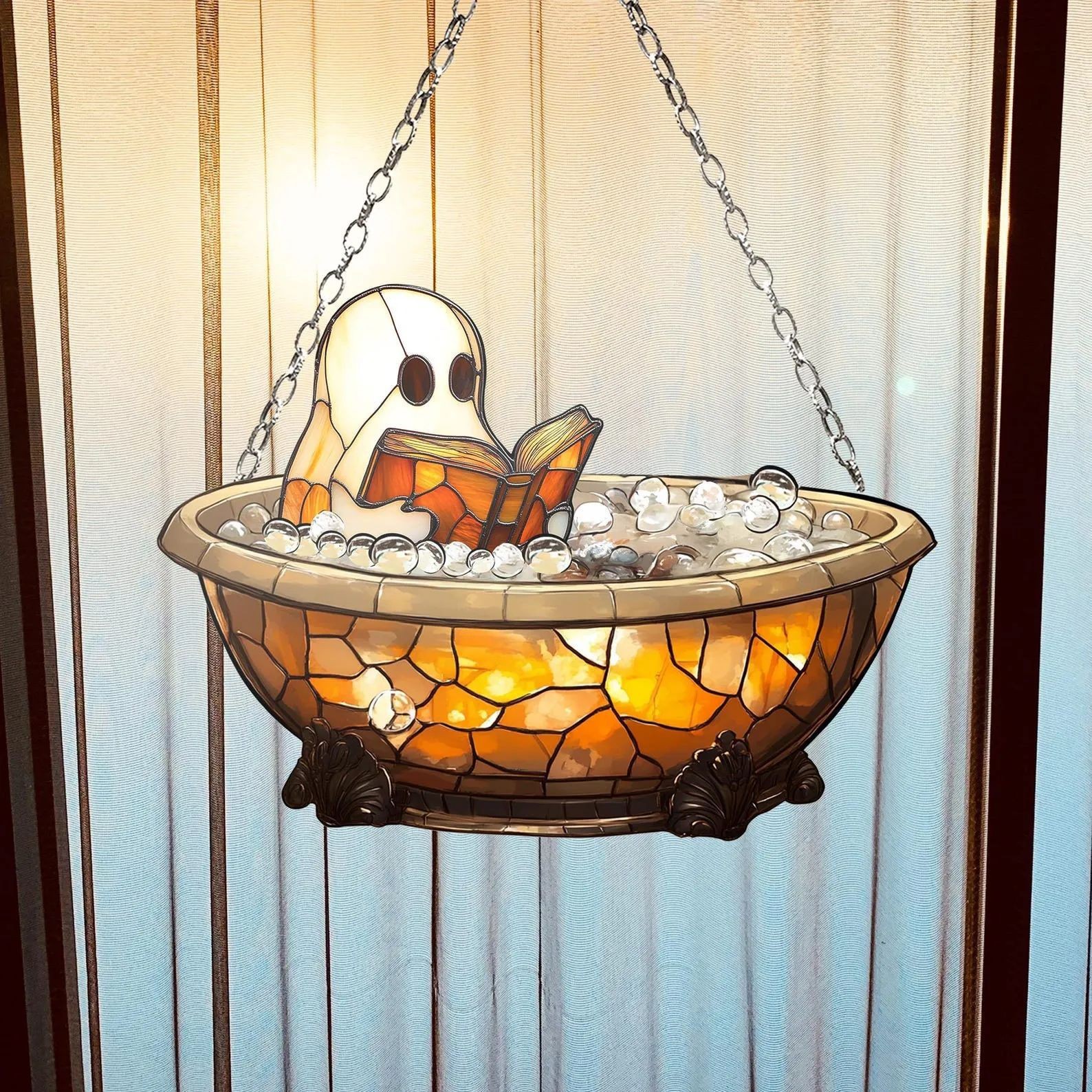 Transfronterizo Amazon Halloween decoración fantasma lectura colector de luz colgante artesanía colgante