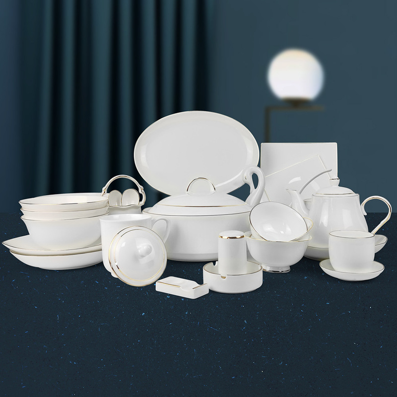 Factory Direct Delivery of Bone China White Porcelain Tableware Set for Hotel and Home Use, Bowl, Plate, and Spoon Combination, High-End, Lightweight, Easy-To-Wash Dishes and Plates Factory Direct Delivery of Bone China White Porcelain Tableware Set for Hotel and Home Use, Bowl, Plate, and Spoon Combination, High-End, Lightweight, Easy-To-Wash Dishes and Plates