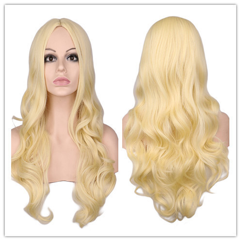 Witch Is Also Crazy Halloween Wig Female Golden Wavy Long Curly Hair Medium Parted High Quality Chemical Fiber High Temperature Silk Wig
