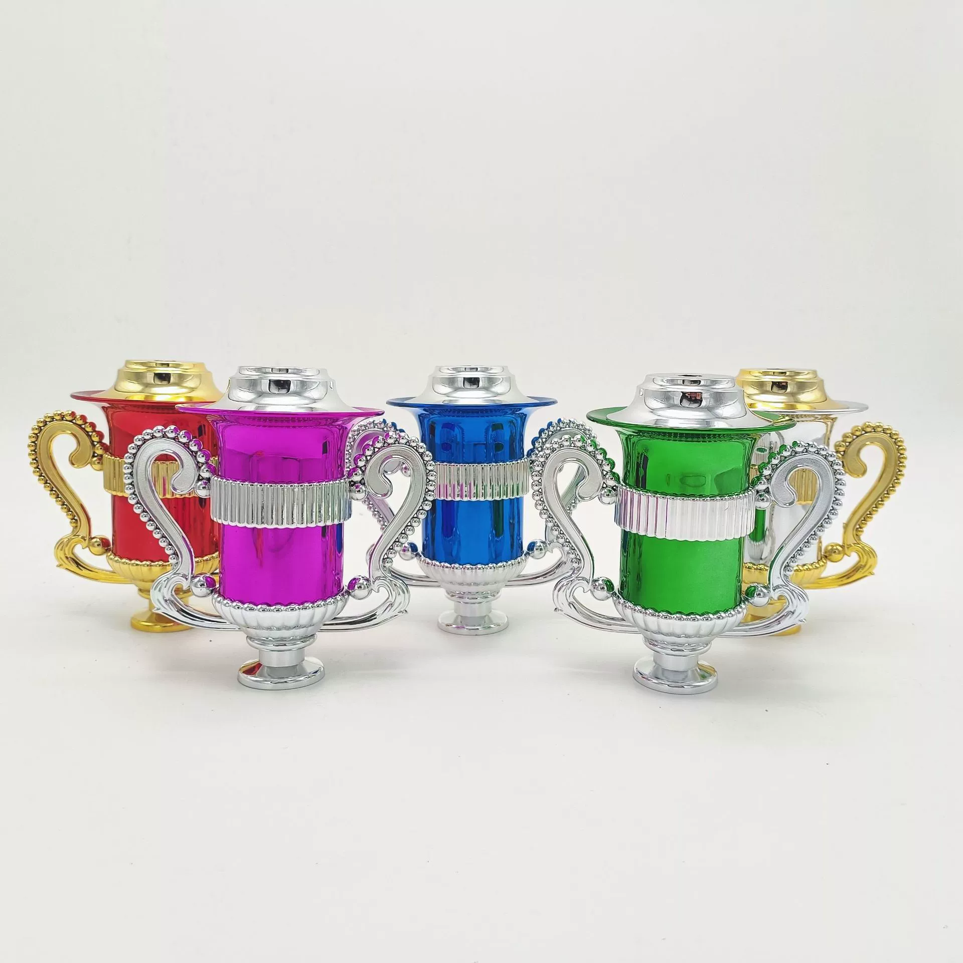 Новый обычный универсальный пластиковый трофей красный синий с крышкой Бинауральный трофей настольный теннис бадминтон