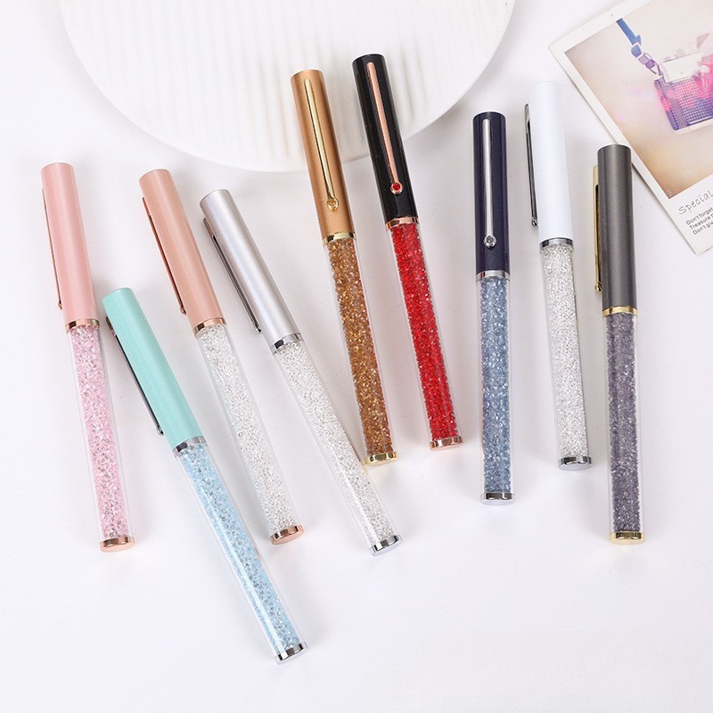 Factory Direct Sales Crystal Metal Conference Stationery Signature Pens with Logo Printing, Wholesale in Stock, Promotional Gifts, Gel Pens
