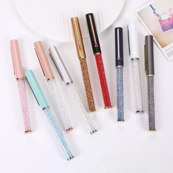 Factory Direct Sales Crystal Metal Conference Stationery Signature Pens with Logo Printing, Wholesale in Stock, Promotional Gifts, Gel Pens