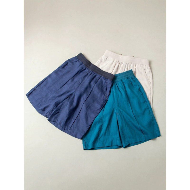 Summer new men's all-linen shorts, breathable, comfortable, moisture-wicking, sweat-absorbing, elastic waist, sports casual straight-leg pants Summer new men's all-linen shorts, breathable, comfortable, moisture-wicking, sweat-absorbing, elastic waist, sports casual straight-leg pants