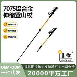 户外铝合金外锁伸缩登山杖超轻徒步爬山杖防滑专业三节登山手杖