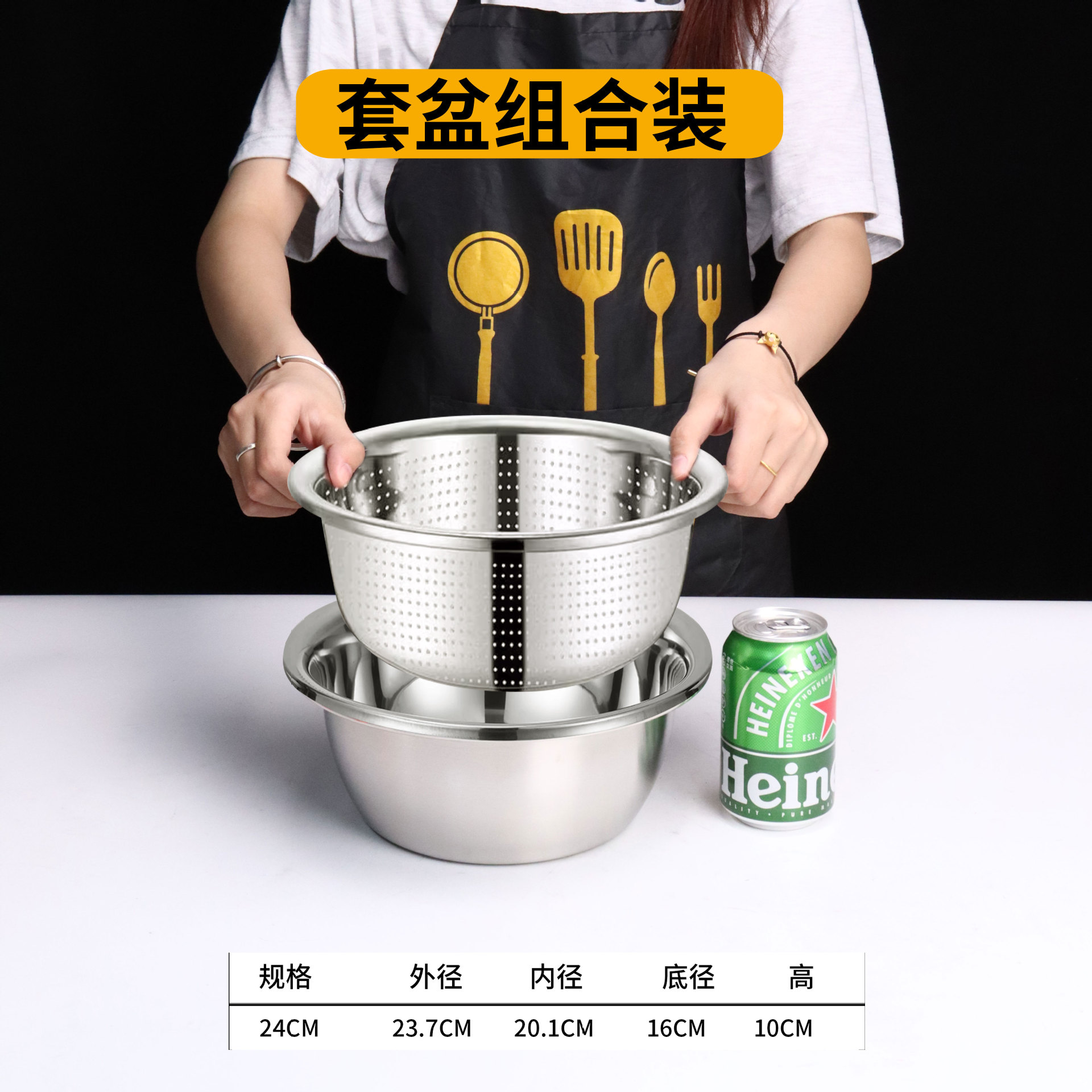 Lavabo redondo de acero inoxidable grueso, tanque de condimento europeo, cocina, lavabo de verduras para el hogar, batidor de huevos y lavabo, lavabo de sopa, lavabo de drenaje