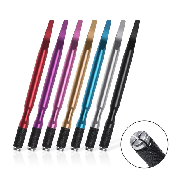 Factory wholesale 18 single head aluminum alloy tattoo flat tail waist tattoo eyebrow tattoo embroidery pen tattoo manual pen