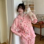 翻领透气长袖纯棉家居服
