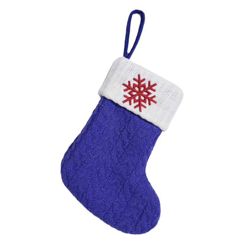 Navidad transfronteriza decoración de punto calcetines de Navidad azules letras creativas bordadas pantalones ventanas colgantes de árbol de Navidad