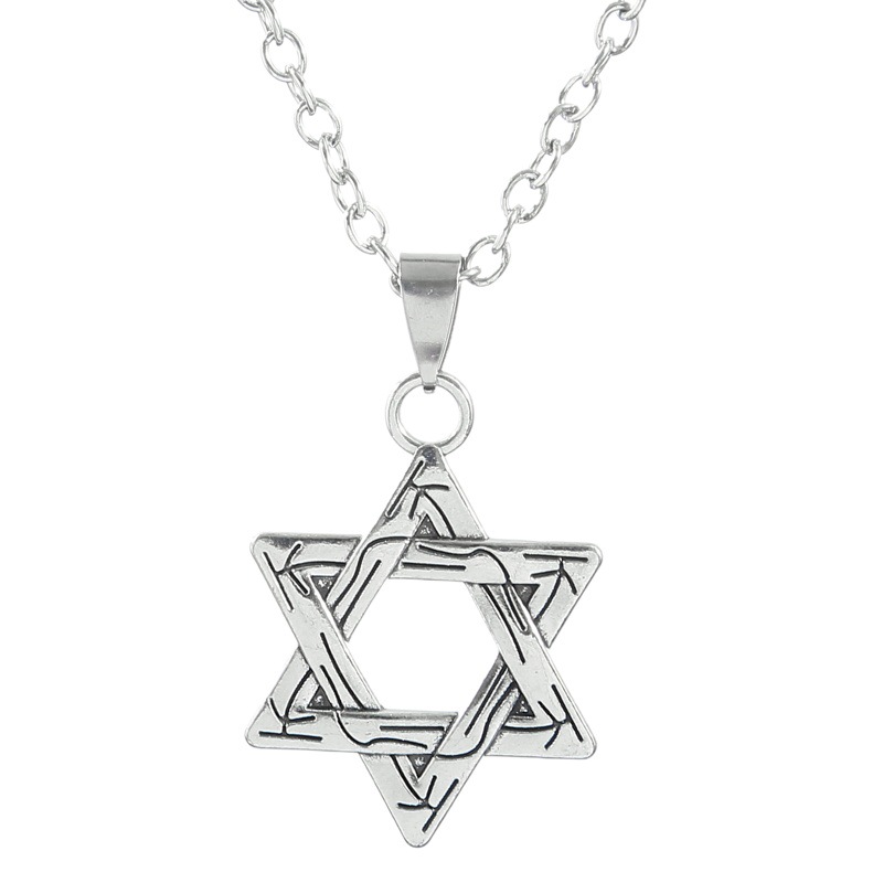Popular Clothing Accessories Gift Star Same Necklace Retro Zhang Jie Six-Pointed Star Double-Sided Pendant Factory Direct Supply