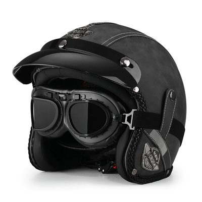 3c certification retro cruise motorcycle Motosiklet dəbilqələri - m-light-gray-black-mirror-free-brim-face-towel