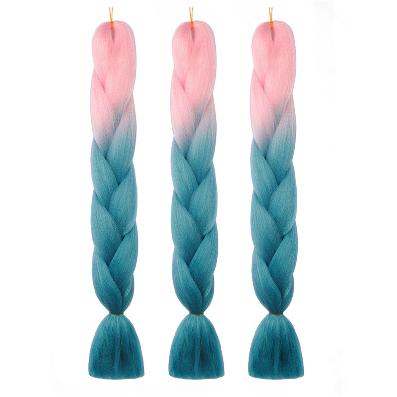 Gran trenza color peluca africana jumbo braid hair gradiente de fibra química trenza de seda de alta temperatura sucia