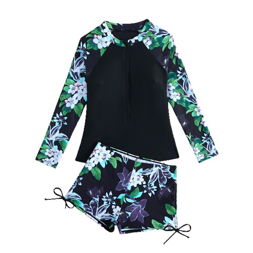 European and American Women's Long-Sleeved Separate Sports Competitive Printed Swimwear 2025 Women's Diving Suit