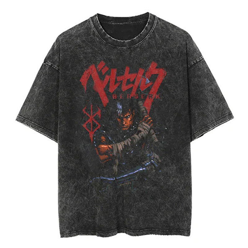 Jujutsu Kaisen Spell Back to War Brand Yong Berserk Sword Wind Legend Washed Batik Short Sleeve T-shirt Jujutsu Kaisen Spell Back to War Brand Yong Berserk Sword Wind Legend Washed Batik Short Sleeve T-shirt