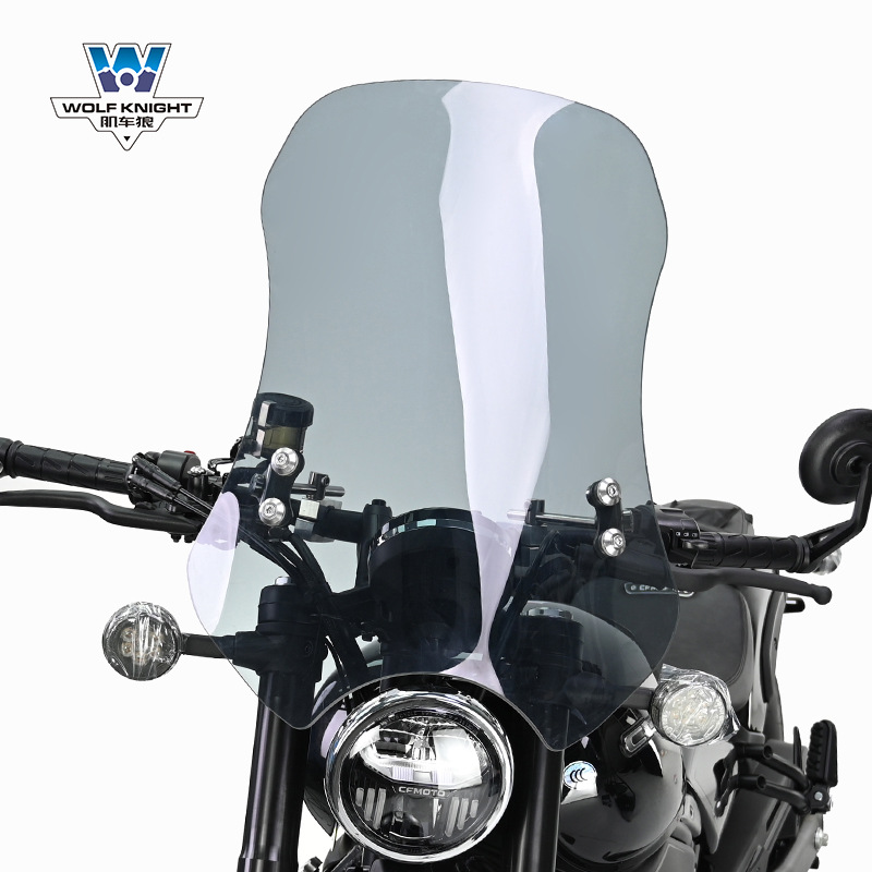 450CLC Modified — CF Moto Motorcycle front windshield - dark-gray-5mm-tempered-glass-55cm-high