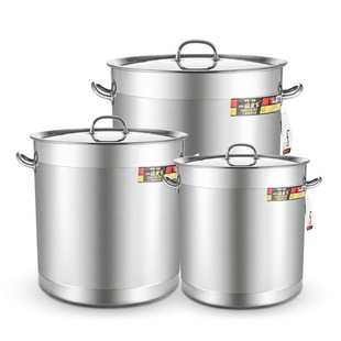 Thickened Stainless Steel Soup Bucket, Large Capacity Boiling Water Bucket, Oil Bucket, Storage Multi-Purpose Rice Bucket, Three-Layer Composite Bottom Soup Bucket, Others