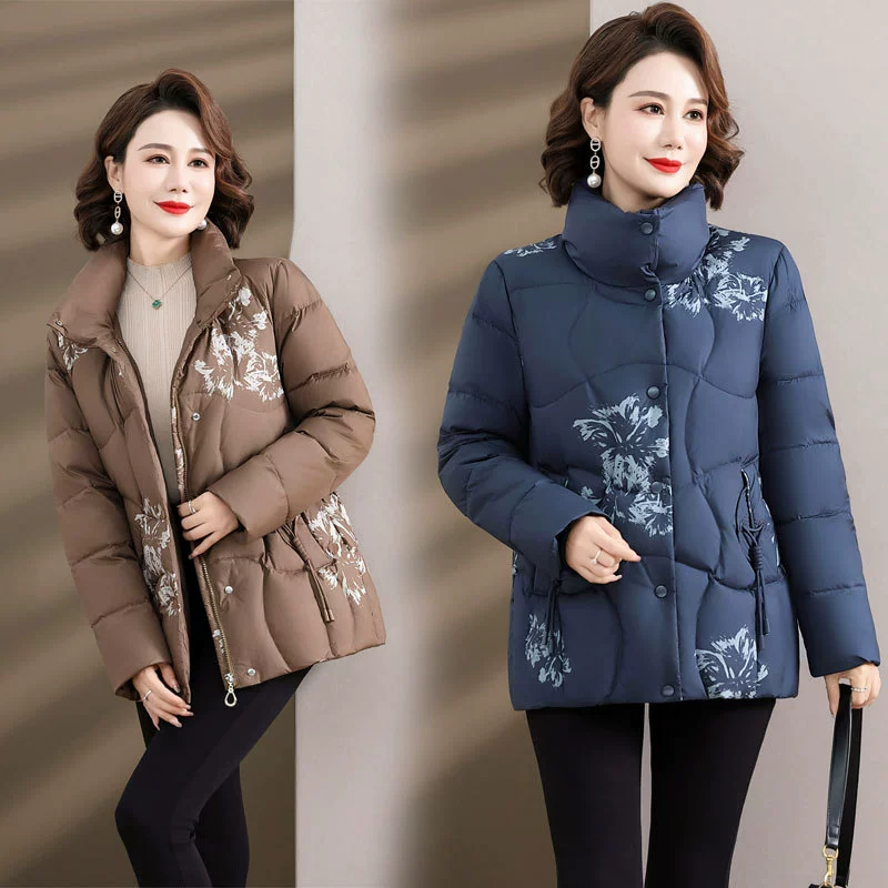 Зимняя одежда для мам, короткий пуховик в западном стиле, пальто 2023, новое осенне-зимнее модное маленькое хлопковое пальто для женщин среднего и пожилого возраста
