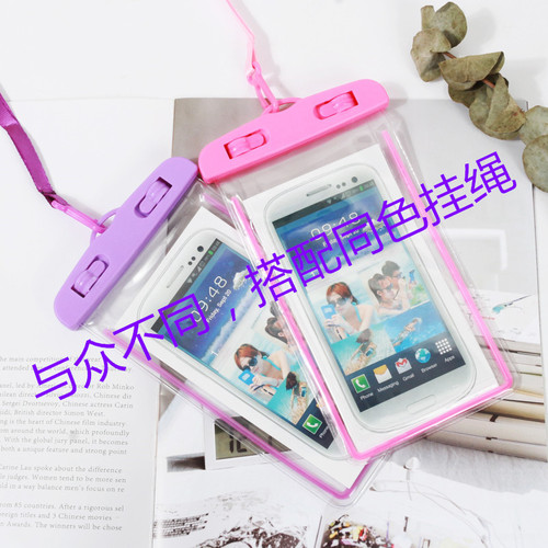 Fluorescent pvc transparent mobile phone waterproof bag swimming rafting diving mobile phone waterproof case protective cover wholesale