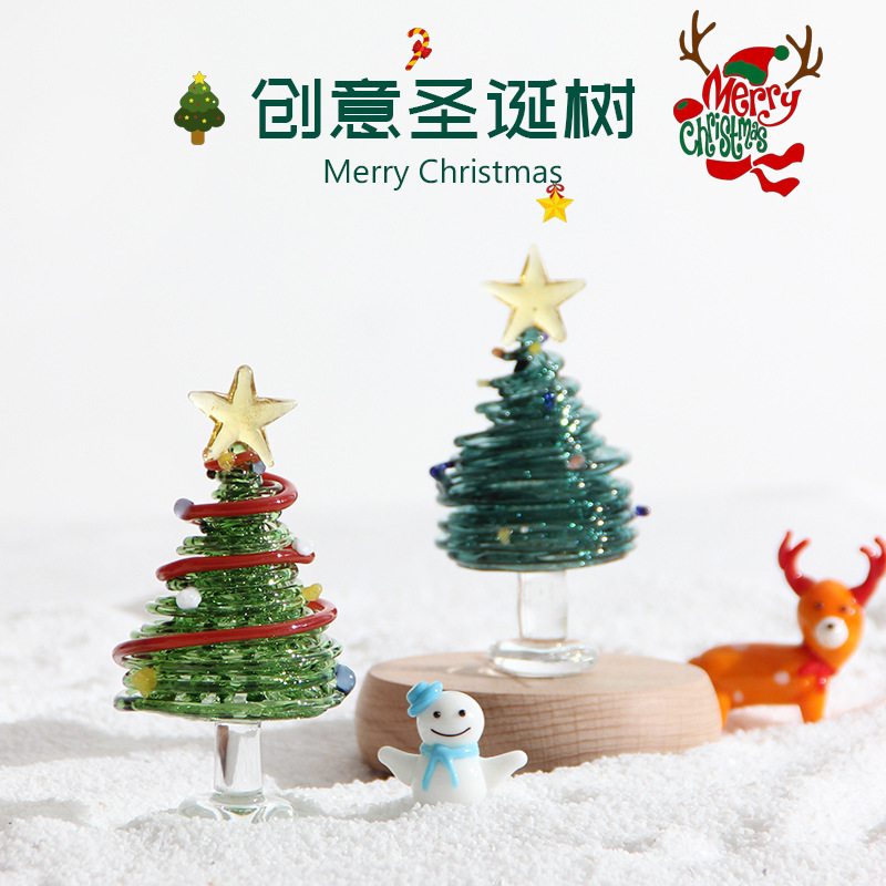 Christmas gift brushed Christmas tree Zibo glaze crafts glass products desktop decoration handmade decorative lamp