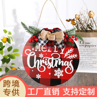 Christmas wooden decoration hanging bow pendant creative holiday party DIY decorative doorplate wholesale