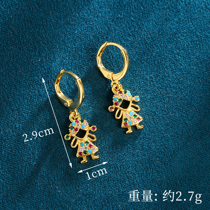 Collar de oro de arena vietnamita, temperamento de moda, diamantes huecos, pendientes de niña feliz, lujo ligero para mujer, joyería de alta gama