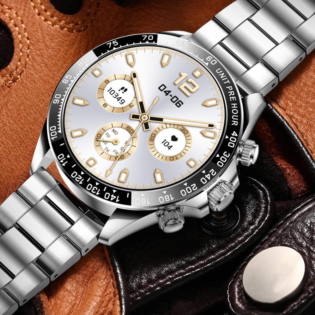 New Men's One-Click Connection Bluetooth Call Voice Assistant Heart Rate Blood Oxygen Blood Pressure Sports Pedometer Smart Watch