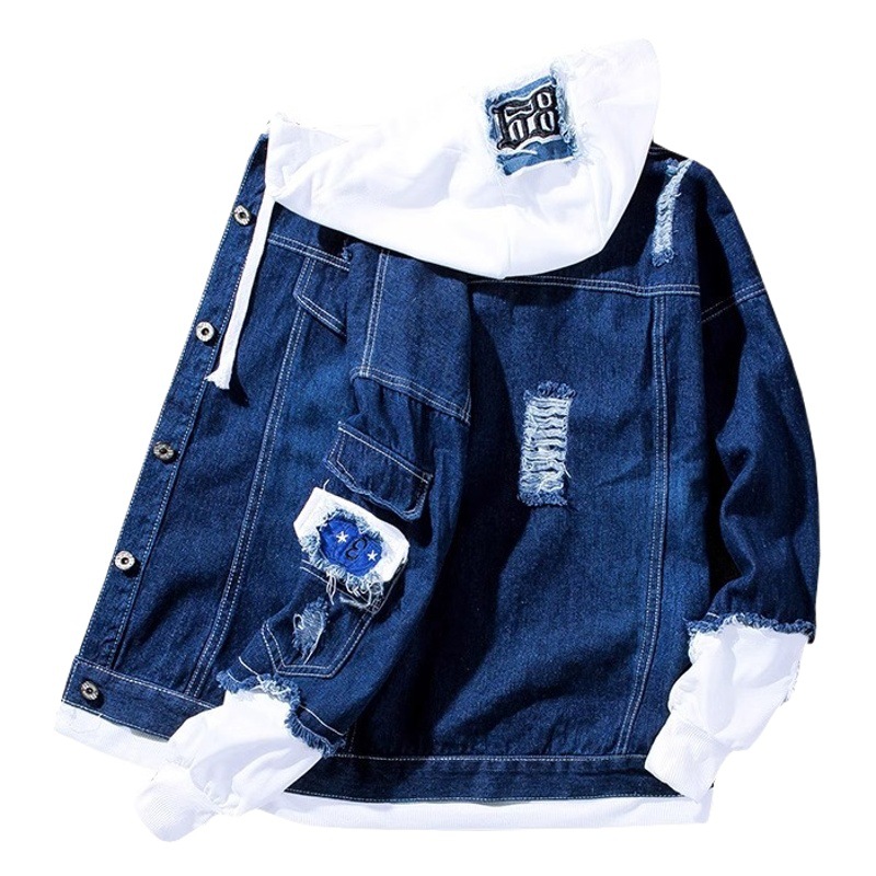 Primavera y otoño nueva chaqueta de mezclilla de costura de los hombres de estilo coreano marca de moda casual uniforme de béisbol chaqueta de pareja a juego