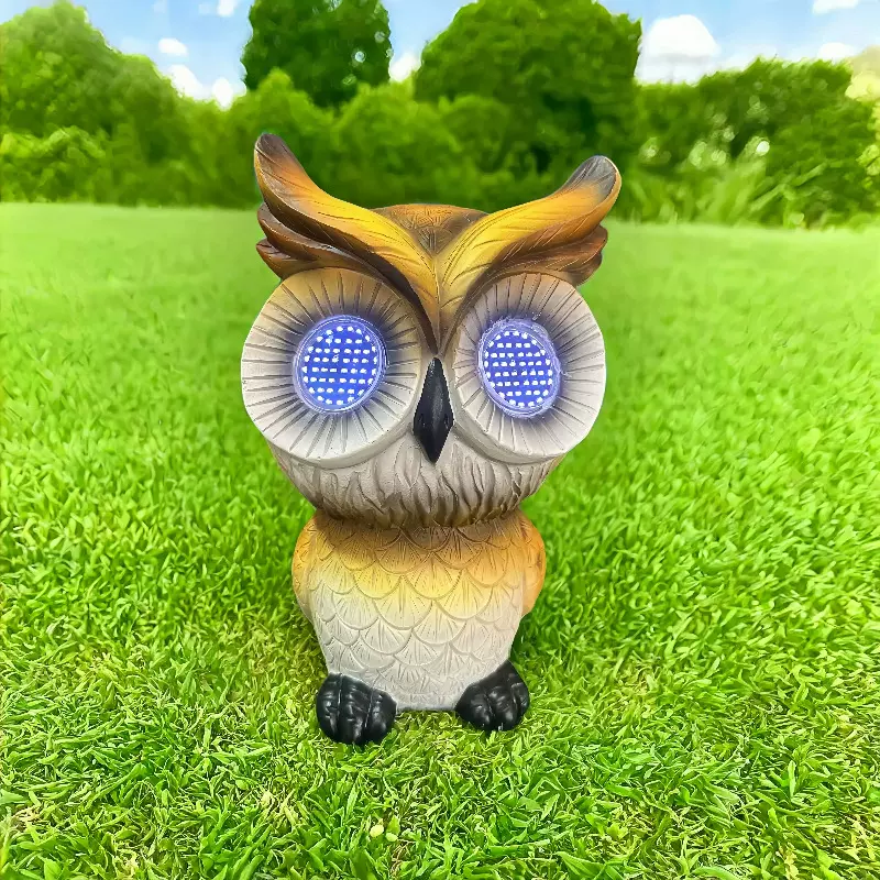 跨境太阳能夜灯仿真动物造型树脂工艺品花园庭院户外家居装饰摆件
