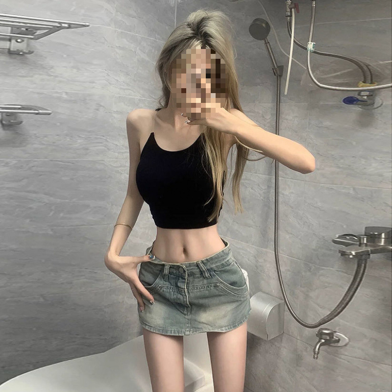 ホットガールデニムスカート女性小柄夏 2025 新デザイン A ラインショートスカートハイウエストヒップスカート|undefined