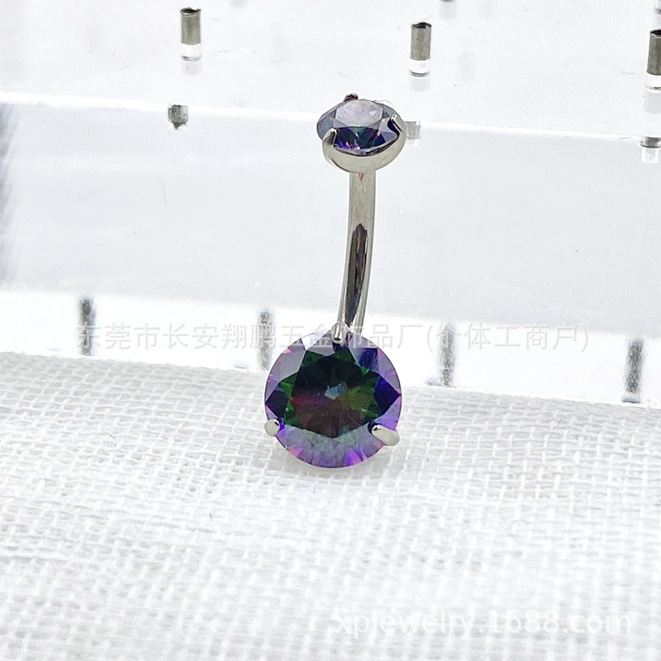 G23チタン合金三爪二頭ジルコン内ねじ臍釘F136超フラッシュ円形ジルコニウム内歯臍環チタン