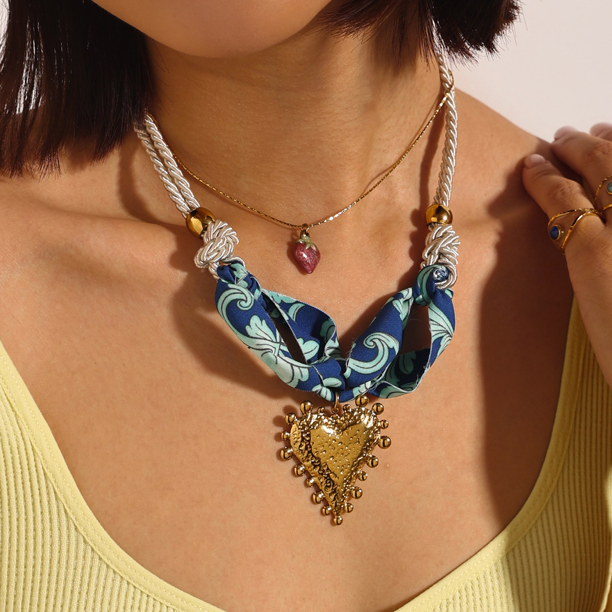 TENA Europa y América collar de acero inoxidable nicho de diseño cuerda trenzada estrella de mar colgante de sol joyería para mujeres
