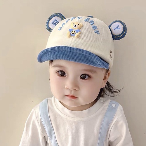 Baby Hats  Autumn New Cute Boy Bear Soft Brim Peaked Cap Spring and Autumn Girl Baby Baseball Cap Trendy