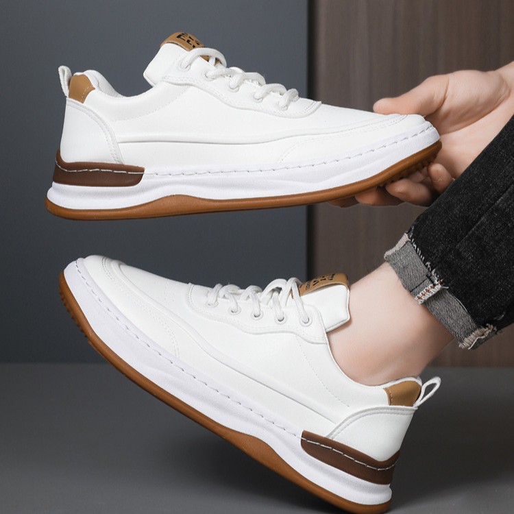 Calzado deportivo para hombre, transfronterizo, para las cuatro estaciones, superficie de cuero, versátil y cómodo, suela suave, calzado informal moderno para hombre, venta al por mayor