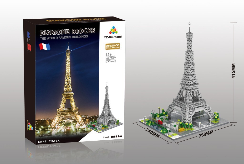 YZ069 París Torre 070 Reino edificio 071 Hogworth serie de edificios del castillo montado bloques de construcción en miniatura