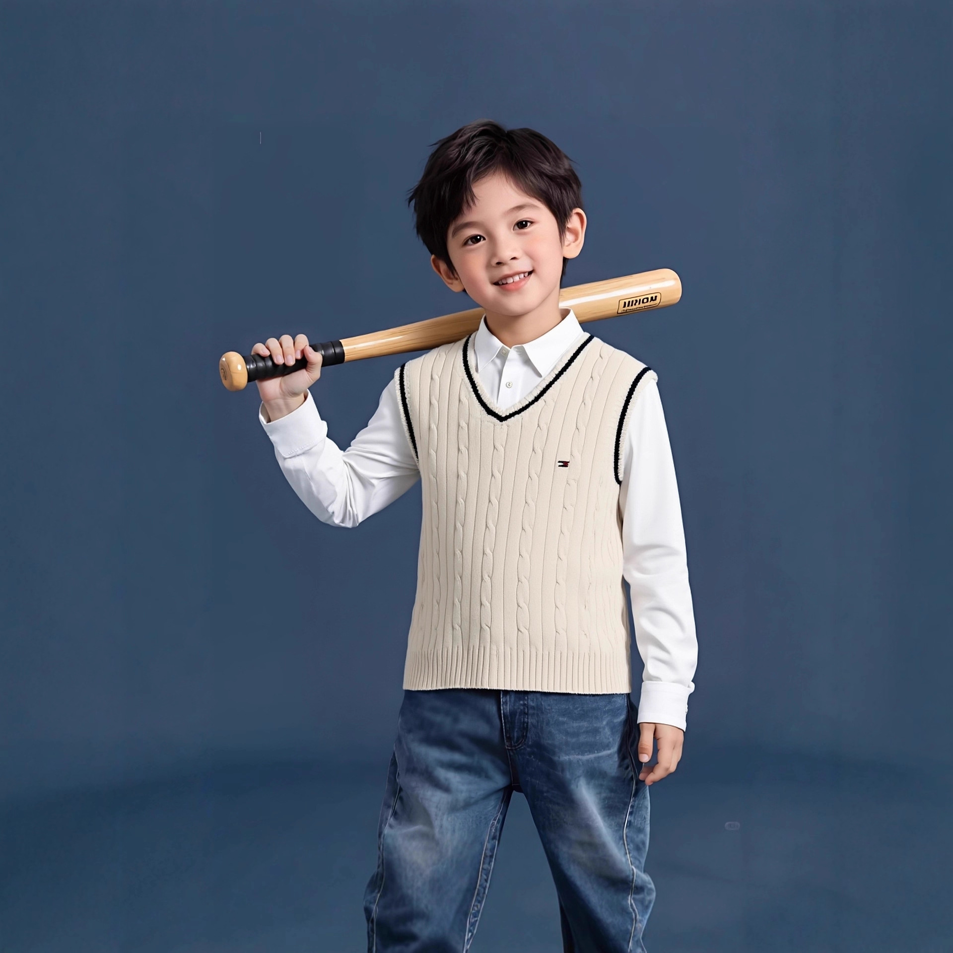 College Spring and Autumn Boys and Girls' Sweaters Cotton Baby Pullover Vests Children's Knitted Vests School Uniforms