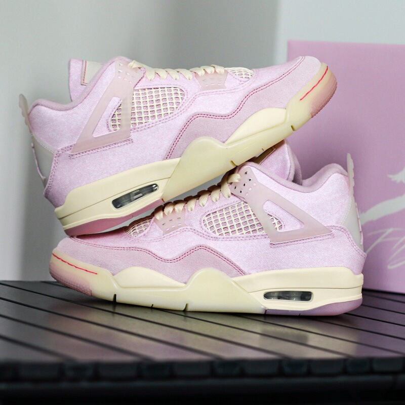 Original Box Aj4 Pink Denim Ow Collaboration Basketball Shoes Unisex Couple Versatile Sneakers Student Jordan 4 Trendy Shoes Original Box Aj4 Pink Denim Ow Collaboration Basketball Shoes Unisex Couple Versatile Sneakers Student Jordan 4 Trendy Shoes